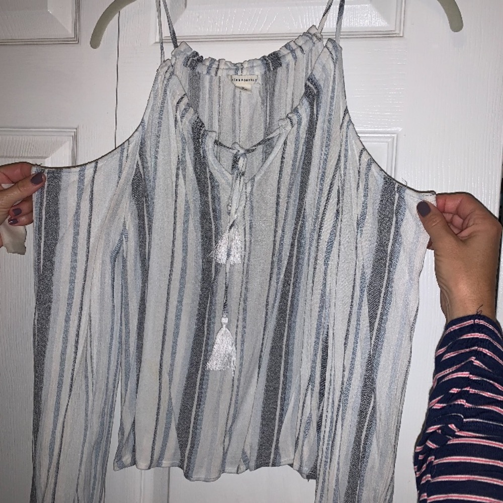 Aeropostale blue striped blouse off shoulder